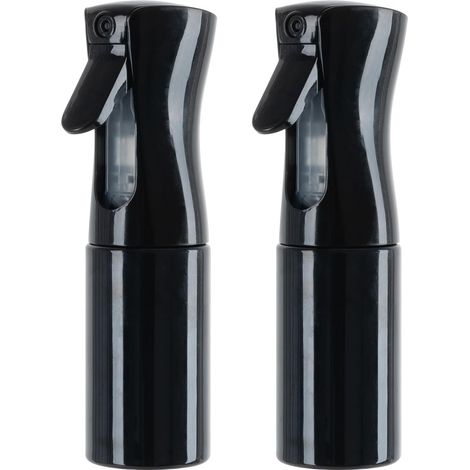 Spray bottle Hair 200 ml Black set of 2, mist fine continuous Bottle spray reusable waterproof 360°, PET with handle ergonomic, for room, face, cleaning and care (1/5)