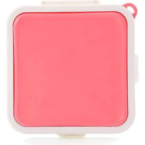 Sandwich Bread Storage Box (pink), Portable Silicone Lunch Box, Heat Sealable (1/4)