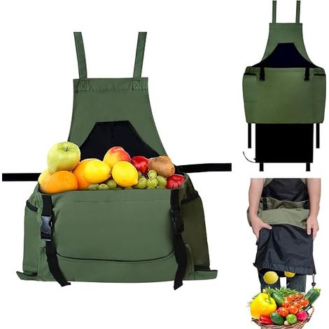 Grembiule da giardinaggio, grembiule da raccolta – Regali da giardinaggio per uomo – Grembiule da giardinaggio con tasche per donna, verde (1/2)