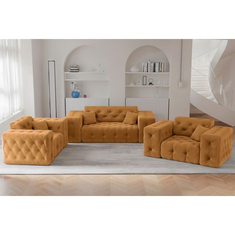 Sofaset Designersofa CHANTAL 2-1-1 in Stoff Moly Orange (1/5)