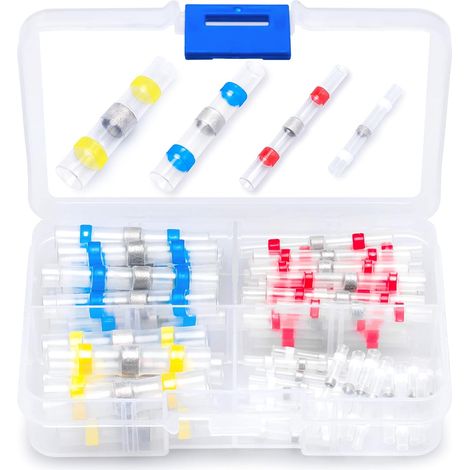 Kit de 50 cosses à souder thermorétractables - cosses électriques étanches - connexions compatibles - 0,14-6 mm² (1/5)