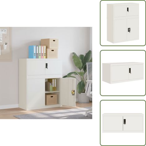 The Living Store Aktenschrank Weiß 90x40x110 cm Stahl - Aufbewahrungsschränke & Schließfächer (1/5)