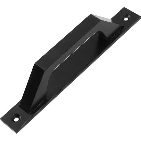 Poignée de porte coulissante en métal électroplaqué, style porte de grange, avec vis de fixation, noire (1/5)