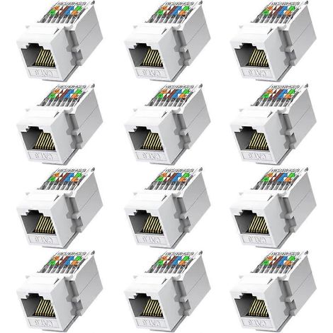 12 connecteurs Ethernet Cat6 RJ45 femelles sans outil, module femelle-femelle, prise Gigabit pour panneau de brassage (incompatibles avec les panneaux de brassage) (1/5)