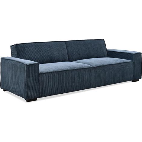 Canapé Convertible 3 Places Velours "Dudley" 230cm Bleu (1/5)