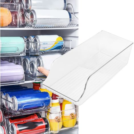 Boîte de rangement pour réfrigérateur à une seule couche pour bières et colas, boîte de rangement transparente à roulettes pour boissons, support de rangement pour canettes à usage domestique, petite (1/5)