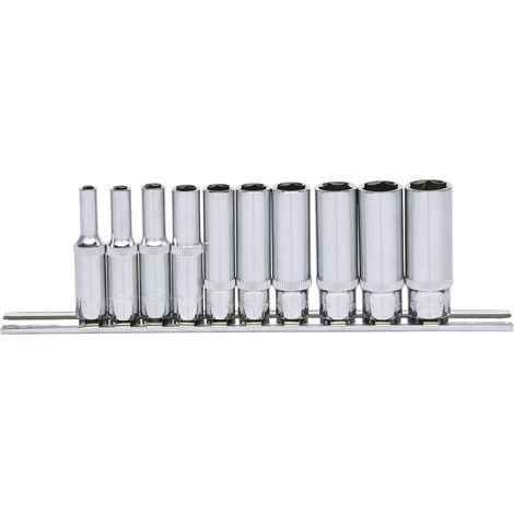 KS Tools 1/4 CHROMEplus Sechskant-Stecknuss-Satz, lang, 10-tlg. 4-13 mm (1/4)