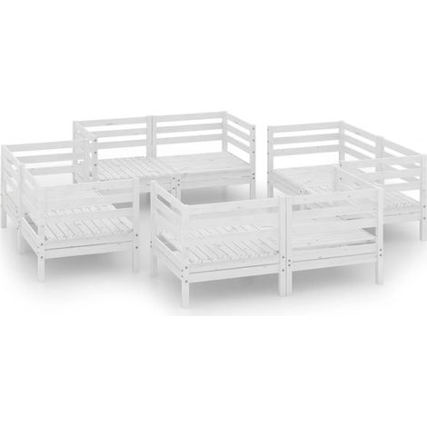 Maison Exclusive - Set Divani da Giardino 8 pz Bianco in Legno Massello di Pino