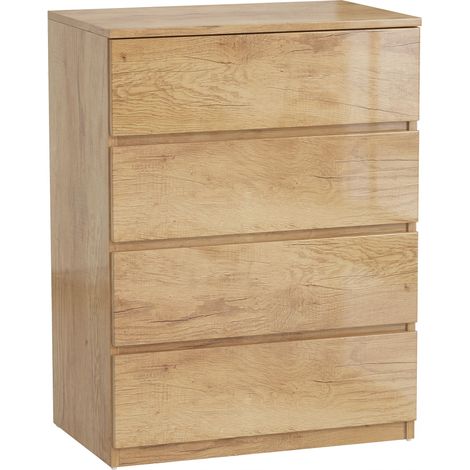 Cassettiera a 4 cassetti camera da letto 60 x 40 x 80 cm salva-spazio spaziosa minimalista contemporanea in MDF legno naturale 210001567