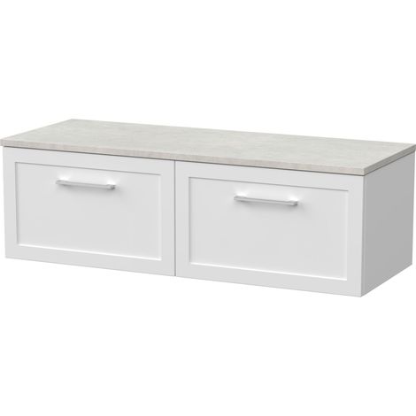 Stonnall Traditional Wall Hung 1 Drawer Vanity Unit with Laminate Worktop, 1200mm, Matt White (1/4)