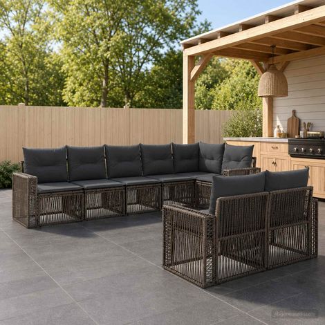 Set Divano da Giardino 8 pcs Grigio e Grigio Scuro polyrattan vidaXL (1/5)