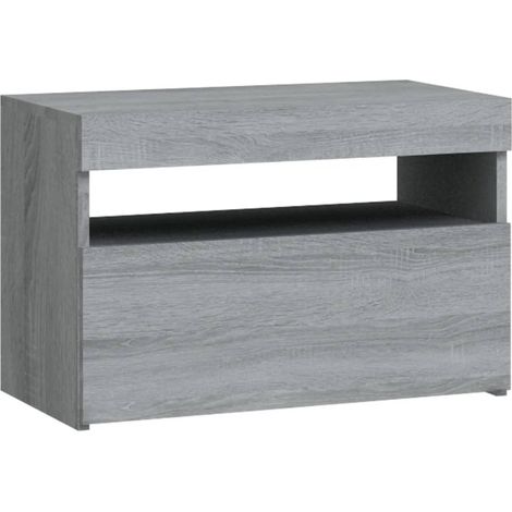 Comodino con luci LED con vano con anta 60 x 35 x 40 cm MDF grigio DEC033199