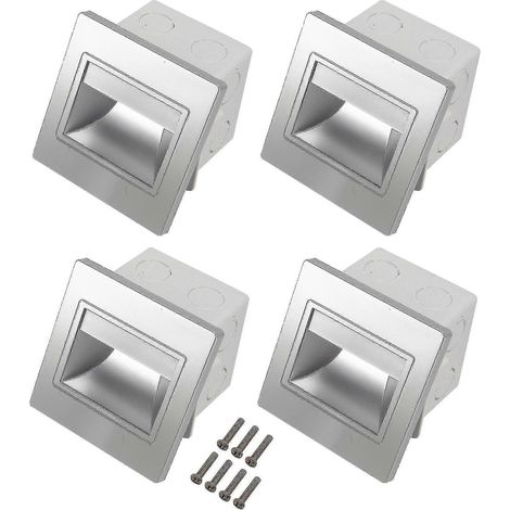 2025 Lot de 4 spots LED encastrés pour escalier, 3 W, éclairage mural, éclairage de marches, veilleuse d'intérieur (1/5)