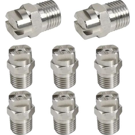 Lot de 8 Buses de pulvérisation Haute Pression de 65 degrés, buse de Ventilateur Haute Pression pour Balai à Eau et Nettoyeur, Pointe de pulvérisation d'ouverture de 1,3 mm, raccord fileté de 6,3 mm (1/5)