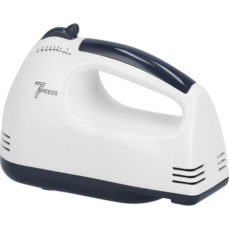 Batteur à main portable 7 vitesses, léger, en acier inoxydable blanc, pour la cuisine, la maison et le restaurant. Prise UE 220 V.