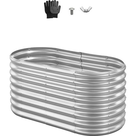 VEVOR Cama Elevada de Jardín 120 x 60 x 60 cm Ovalada, Jardinería Elevada de Metal con Base Abierta para Cultivo de Flores Plantas Hierbas Huerto con Accesorios para Jardín Terraza Patio Balcón (1/5)