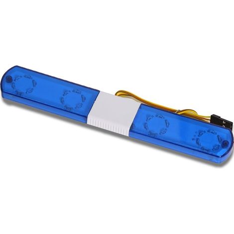 Lampe D'Alarme Flash LED pour Voiture de Police, Lumière Vive pour 1/10 RC D12, Pièces de Mise à Niveau de Voiture Axiale Traxs, 145 Mm, Bleu (1/5)