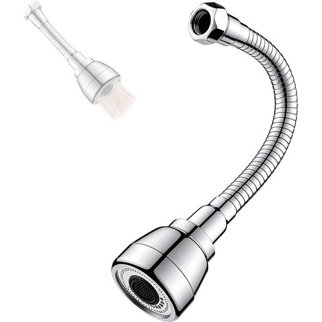 Robinet de cuisine flexible, rallonge pour robinet de cuisine à 2 modes, jet orientable à 360 degrés, économe en eau, pommeau réglable sur le robinet de cuisine (1/5)