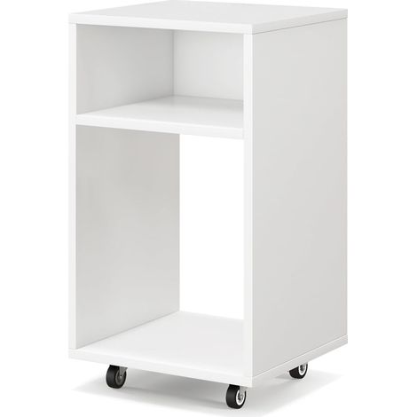Goplus – Caisson de bureau mobile 33x30x58cm – 2 étagères ouvertes – MDF blanc – 4 roulettes pivotantes avec freins – Capacité 60kg (1/5)