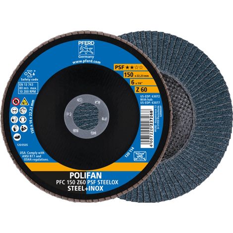 PFERD POLIFAN Fächerscheibe PFC 150x22,23 mm konisch Z60 Uni.-Linie PSF STEELOX Stahl/Edelstahl (1/5)
