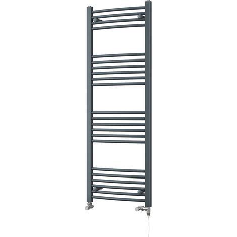 Zennor - Anthracite Dual Fuel Towel Rail H1400mm x W500mm Standard - Curved (1/3)