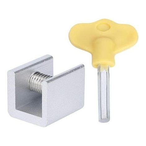 Butée de Fenêtre Coulissante 2 Pièces Serrure Fenetre Coulissante Bloque Baie Vitrée Coulissante en Alliage d'Aluminium Verrou Fenetre Coulissante avec Clé Réglable pour Fenêtre Porte (1/5)