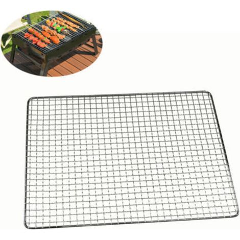(25x40cm)Filet de Cuisson en Carbone pour Barbecue, Grille de Cuisson, Grille de Barbecue en Acier Inoxydable, 25 x 40 cm, 30 x 45 cm, 38 x 50 cm pour Pique-Nique en Jardin Plein air, Barbecue (1/4)