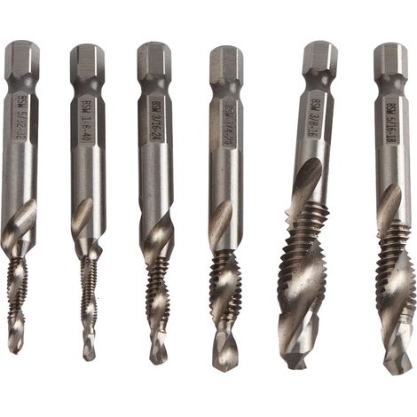 6 tarauds composites en acier rapide, longs et diamantés, conformes à la norme britannique BSW4341, avec queue hexagonale (Aucun échantillon disponible, en cours de développement (exclusivité Mexique)