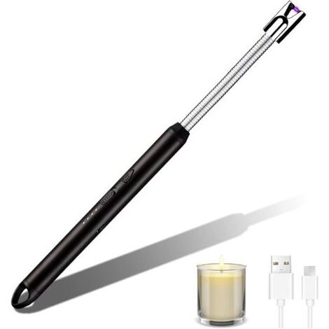 Briquet Électrique,USB Rechargeable Briquet Électrique Arc,Briquets pour Bougie Longue Portée pour Barbecue,Cuisine,Cuisinière et Camping (Le Noir) (1/5)