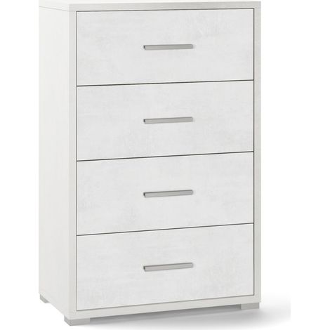 Bürokommode mit vier Schubladen Oxidweiß 51x41x H110 cm