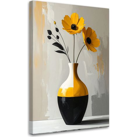 Stampe su Tela, Fiori gialli in un elegante vaso decorativo. - 40x60 (1/2)
