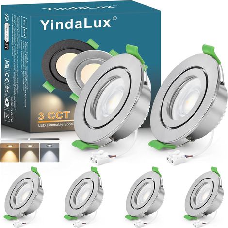 Spot led encastrable GU10 cadre IP65 incl.5W Module LED 4000K, Spot encastrable 230V Blanc mat Spots de plafond Rond plat Spot 68mm Trou pour extérieur-intérie, Lot de 6, Non dimmable