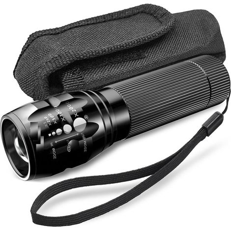 Leistungsstarke Fahrrad-Taschenlampe, Teleskopfokus, Drei-Lumen-Zoom, Notfall-Taschenlampe