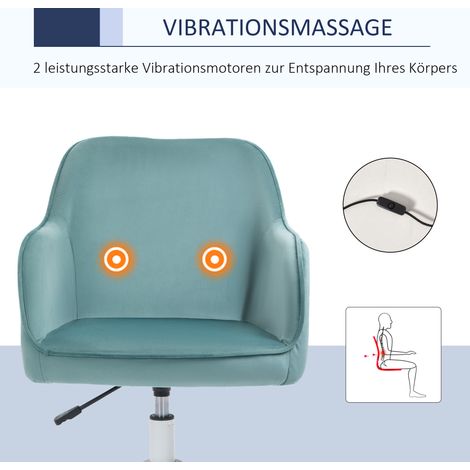 Fauteuil de bureau massant effet velours, fonction vibration, 55x65x86 cm, vert (1/5)