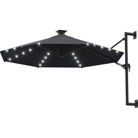 Parasol mural de jardin avec LED 300 cm anthracite