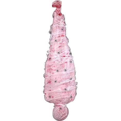 Halloween-Dekorationen für drinnen und draußen: Leichentücher, gruselige Leichennachbildungen, Spinnweben, Baumschmuck in Form eines Spukhauses (mit Beleuchtung). (1/2)