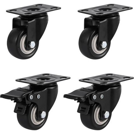 Juego de ruedas giratorias robustas - 40 mm - Negro - 30 kg por rueda (1/5)