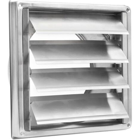 150 mm - Grille de ventilation avec clapet anti-retour - Grille résistante aux intempéries Acier inoxydable à lamelles amovibles (1/4)