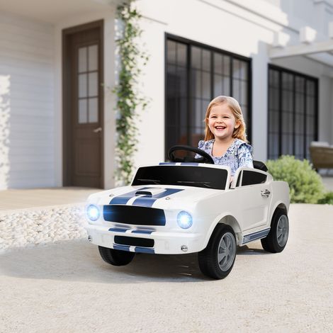 Kinder Elektroauto 12V Kinderauto mit 2,4 GHz Fernbedienung, 2 Motor Hupe, LED, Musik Weiß