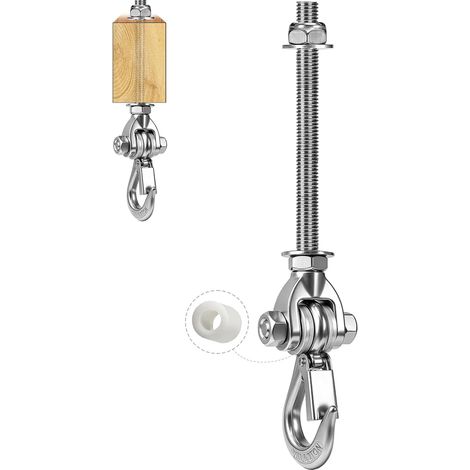Crochet de plafond en acier inoxydable - Charge lourde - Pivotant à 180° - Capacité : 453 kg - Support de plafond pour poutres en bois et plafond en béton - Pour fauteuil suspendu, hamac, sac (1/5)