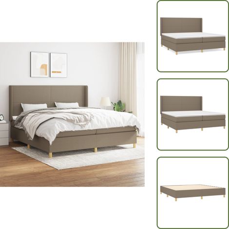 Boxspringbett mit Matratze Taupe 200x200 cm Stoff - Boxspringbett - Doppelbett - Bettauflage - Lattenrost - Massivholzbette (1/5)