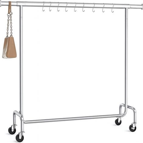 Orion91oficial® - professional rolling clothes rack adjustable heavy-duty stand for up to 130 kg extendable 110-150 cm, easy to assemble, portable, chrome finish, ideal for organizing coats and access (1/5)