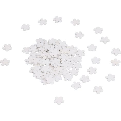 100 Stück/Beutel Holzanhänger, handgefertigt, innovative weiße Blumenornamente für Zuhause, Hochzeit (1/5)