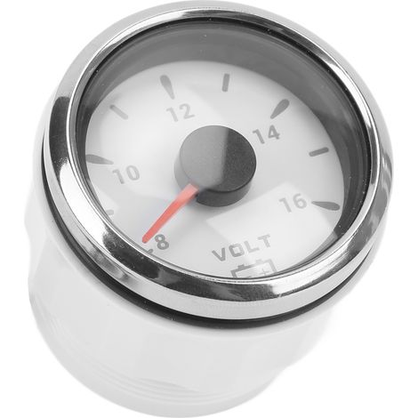 52-mm-Marinevoltmeter 8–16 V, IP67 wasserdicht, 7-farbig hintergrundbeleuchtete Zeigeranzeige, für Boote, Wohnmobile, Autos, 9–32 V, weiß (1/5)