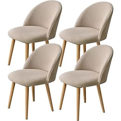 Housse De Chaises Salle À Manger Scandinave 4 pièces Extensible Arc De Coquille Jacquard Spande kaki (1/5)