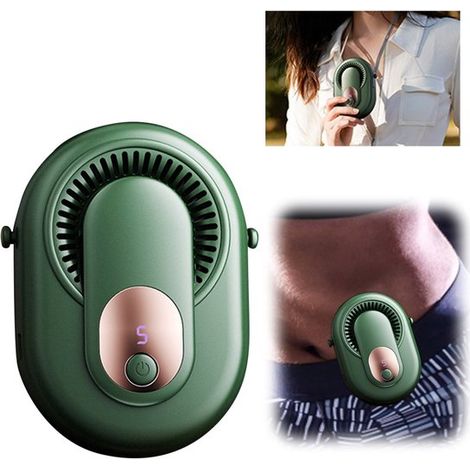 Ventilador portátil de mano,Ventilador de cintura,Ventilador portátil,4 en 1,5 velocidades,Recargable por USB,Verde (1/5)