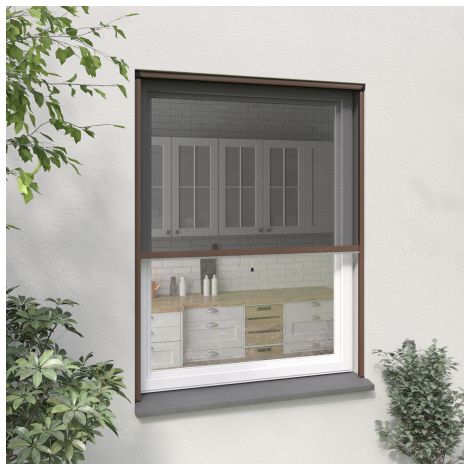 Moustiquaire enroulable verticale fenêtre en alu marron - Moustikit Confort - H 160 cm x L 100 cm (1/3)
