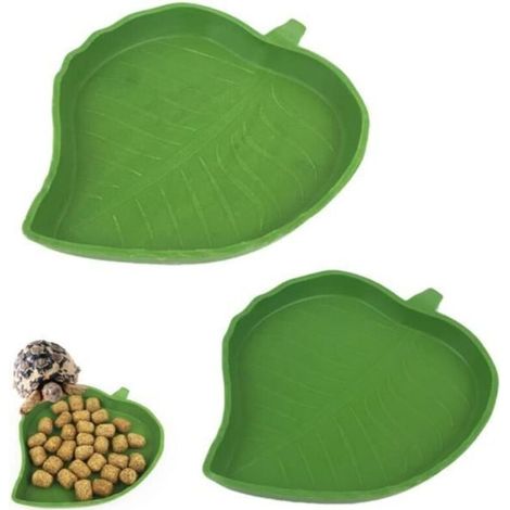 2 Pièces Bol d'eau de Nourriture pour Reptiles Abreuvoir Tortue Plat de Reptile, Pour Maison De Tortue, Bol D'Eau Pour (Vert) (1/4)