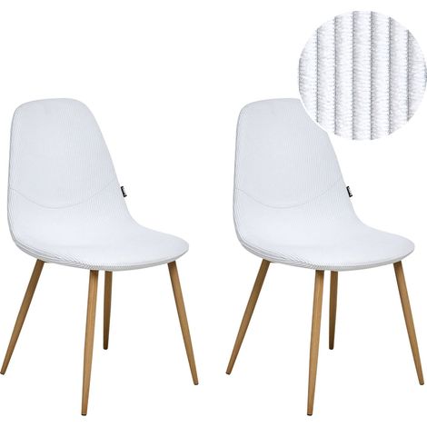 Set of 2 Dining Chairs HILDEN Corduroy White
