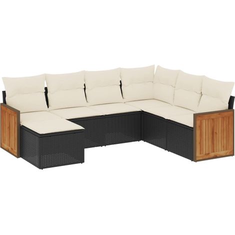 Maison Exclusive - Set de comedor de jardín 7 pzas y cojines ratá (1/5)